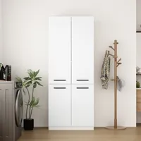 4-türiger weißer Badezimmerschrank mit integriertem Wäschekorb und zwei separaten Klappen,Stauschrank,Wäscheschrank,Schmutzwäschekorb,MDF,35*80*200 cm