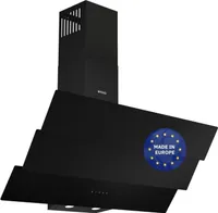 Wiggo WE-B943G Dunstabzugshaube 90cm kopffrei I Abluft Umluft Dunstabzug 615m³/h - Touch-Display 4 Stufen I Energieeffizienzklasse B Schräghaube inkl. 2x Kohlefilter I Abzugshaube Glasfront schwarz