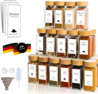 comforder Gewürzgläser Set (25 Stück), Gewürz Organizer mit Gewürzstreuer mit Etiketten + Trichter, Gewürzdosen eckig mit Deckel, 120ml (Bambus)