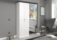 Projekt X Drehtürenschrank mit Spiegelfront 4-türig Weiß / Weiß Hochglanz