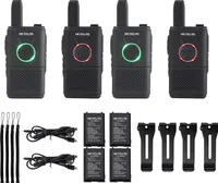 Retevis RT618 Mini Walkie Talkie Lizenzfrei, Dual PTT PMR446 Funkgerät USB Wiederaufladbar für Familien, Tragbarer Langstrecken-Handtransceiver für Camping, Familienaktivitäten(Schwarz, 4Stück)