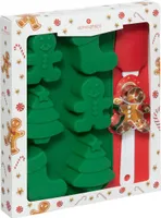 Weihnachtsbackset, Backform mit Silikonspatel und Silikonform