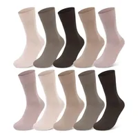 10 Paar Socken 100% Baumwolle Damen & Herren Socken ohne Gummidruck und ohne Naht - Beige Braun 39-42