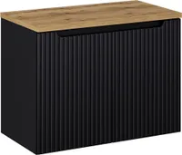 Waschtisch-Unterschrank 80cm, in schwarz mit Eiche, NEWPORT-56-BLACK
