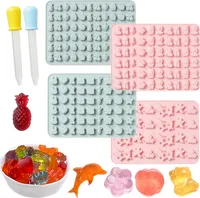 Silikon Süßigkeiten Formen, 4 PCS Bunte Gummibärchen Gelee Formen
