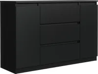 meble masztalerz Kommode Schwarz Matt 3 Schubladen 2 Türen 140 cm - Sideboard für Schlafzimmer - H: 78,2 cm