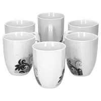 6er Set Kaffeebecher Black Flower 33cl