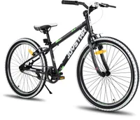 JOYSTAR 24 Zoll Kinderfahrrad für Jungen & Mädchen im Alter von 7-12 Jahren Hardtail Mountainbike für Kinder mit 1-Gang,Schwarz