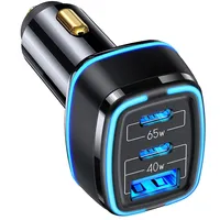 Auto Ladegerät mit 3 Anschlüssen 2 USB-C 65W, 1 QC 3,0 20W, Smart Ladeadapter KFZ Zigarettenanzünder