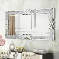 WISFOR Spiegel ARTLOGE, Wandspiegel Kristall Rahmen,Luxus Flurspiegel Dekospiegel, 120×60cm
