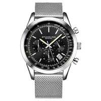 Stührling Herrenuhr Rialto 3975L Quarz 44mm Chronograph, Silberlegierung Armband