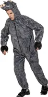 O7255-54-58 grau Herren Wildschwein Kostüm Schwein Overall Gr.54-58