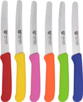 GRÄWE | Tafelmesser 6 Stück | Messerset zum Schneiden | mit einseitigem Wellenschliff | ideales Brötchenmesser zum Frühstück | Bunt