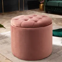 Eleganter Hocker MODERN BAROCK 50cm altrosa Samt Aufbewahrungkorb