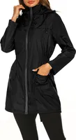 ASKSA Damen Regenjacke Wasserdicht Atmungsaktiv Leicht Outdoorjacke Regenmantel mit Kapuze Windjacke, Schwarz, L