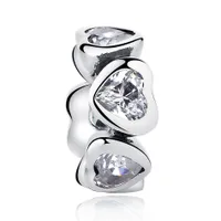 PANDACHARMS Weiße Herzen Zwischenelement Charm, 925er Sterling Silber, passt zu Pandora