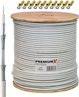 PremiumX 250m BASIC Koaxialkabel 135dB 4-fach SAT Antennenkabel Koax-Kabel DVB-S / S2 DVB-C DVB-T BK Anlagen 10x F-Stecker