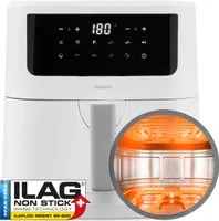 MEDION P10 XL Heißluftfritteuse (6,8 Liter XXL, Airfryer, 2.150 Watt, zwei Heizelemente aus Edelstahl, Schüttel Alarm, 9 Automatikprogramme, Touch Bedienfeld, LED Anzeige) weiß