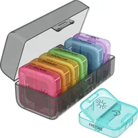 WELLGRO Tablettenbox für 7 Tage - Pillendose je 2 Fächer pro Tag - Klappdeckel mit Druckverschluss - Aufbewahrungsbox - BPA-freier Kunststoff