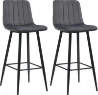 CLIPOP Barhocker aus Samt 2er Set, Küchenhocker mit Fußstütze, Grau