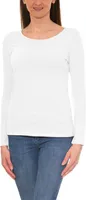 Alkato Damen Langarm Shirt mit O-Ausschnitt, Farbe: Weiß, Größe: XL