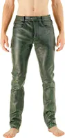 Bockle® Big Cheeker Green Lederhose Lederjeans Echtleder grün, W36/L36