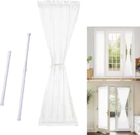 Französischer Türvorhang，132x183cm Stabtaschenvorhänge mit Federspannstangen，Thermische Verdunkelungstürvorhänge，Weiß Blickdicht Raumteiler-Vorhänge