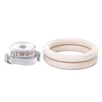 Fitwood Gym Rings „Adult“, Holzoptik, weißes Band