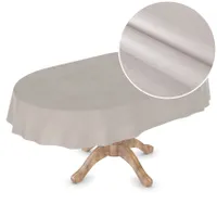 Tischdecke Wachstuch Chick&Charme Einfarbig Beige Robust Wasserabweisend Oval Breite 140 cm Länge 160 cm