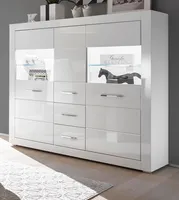 Highboard "Carrara" weiß Hochglanz Wohn- und Esszimmer Vitrine 149 x 142 cm