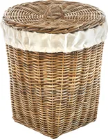 Kobolo Wäschebehälter Wäschetonne Wäschesammler KUBUS - Rattan - grau - 48x48x55 cm
