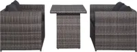 vidaXL 3-tlg. Bistro-Set mit Auflagen Poly Rattan Grau