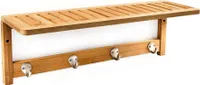 relaxdays Wandgarderobe braun Holz 4 Haken 50,0 x 18,0 cm