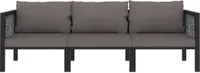 vidaXL Pohovka pro 3 osoby s polštářem Anthracite Poly Rattan