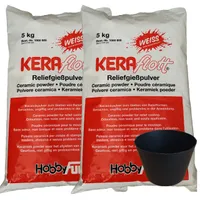 Keraflott 10 kg Reliefgießpulver der Marke HobbyFun mit Gipsbecher aus elastischem Gummi in schwarz