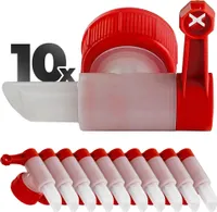 anaterra® Auslaufhahn - 10er Set, für 10L Kanister, mit DIN 45 Gewinde, Kunststoff, Rot/Weiß - Zapfhahn, Ablasshahn, Kanisterhahn, Dosierhahn, Camping