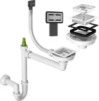 Siphon Chrom Quadratisch Abfluss Rechteckig