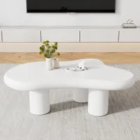 MODFU Unregelmäßiger Couchtisch in Wolkenform für Wohnzimmer, Schlafzimmer, MDF mit Filzunterlagen, lackierte Oberfläche, Weiß