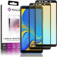 NALIA 2-Pack Display-Schutzglas kompatibel mit Samsung Galaxy A7 (2018), Handy Bildschirm Glas Abdeckung, Dünne Schutz-Folie, Smart-Phone TPU Screen Protector - Kristall-Klar Transparent (schwarz)