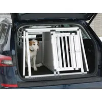 Cadoca® Hundetransportbox Aluminium Hundebox Kofferraum robust  verschließbar trapezförmig M 54x70x51cm Reisebox Autobox Tiertransportbox :  : Haustier