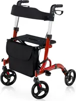 COSTWAY Rollator składany i lekki z siedziskiem, pomoc medyczna do chodzenia wykonana ze stopu aluminium z uchwytami o regulowanej wysokości, rollator podróżny maks. 150 kg do użytku na zewnątrz