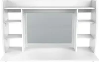 ML-Design nástenný toaletný stolík biely s taburetkou, toaletný stolík so zrkadlom a 6 odkladacími priestormi, 110x75x48,5 cm, kozmetický stolík z MDF dreva