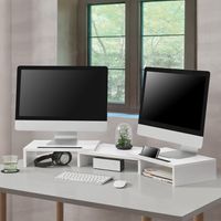 Monitorständer Vilppula Monitorerhöhung  79x27x10,5cm Bildschirmerhöhung mit Smartphone-Halter und verstellbarer Länge Weiß