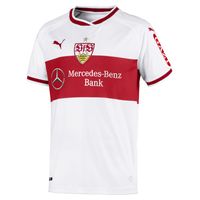 PUMA VfB Stuttgart Home Replica Jr w.Sponsor Kinder Fußball-Shirt Weiss-Ribbon Rot, Größe:176