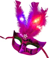 LED Maskerade VENEZIA mit Federn/venezianische Maske mit leuchtend u. blinkend Federn - Party Fasching Karneval Junggesellinnen Abschied Geburtstag Hochzeit