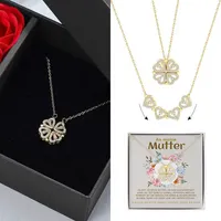 An meine Mutter - 2in1 Halskette mit Kleeblatt- und Herzmotiv mit Rosenbox für Damen - CALI_CLOVERIE_ROSEBOX