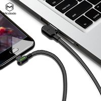 3m Mcdodo LED 90 Grad Ladekabel Type C abgewinkelt Kabel zu USB C winkel Nylon geflochten Schnellladegerät Daten Sync L Form Kabeladapter kompatibel Galaxy S9 S8
