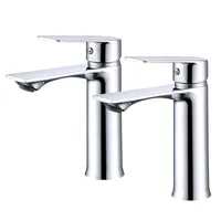 2 AIHOM Wasserhahn Bad Chrom，Einhebelmischer Badezimmer Waschtischarmatur，Bad Armatur Mischbatterie，Waschbeckenarmatur，Waschbecken Armaturen Edelstahl