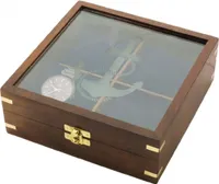 Schmuckkästchen, Maritime Holzbox mit Glasdeckel, Aufbewahrungsbox, Schatulle