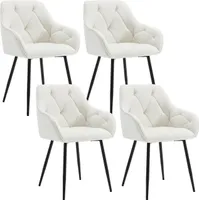 WOLTU Esszimmerstuhl, ergonomischer Sessel, aus Samt, Metallbeine, Creme